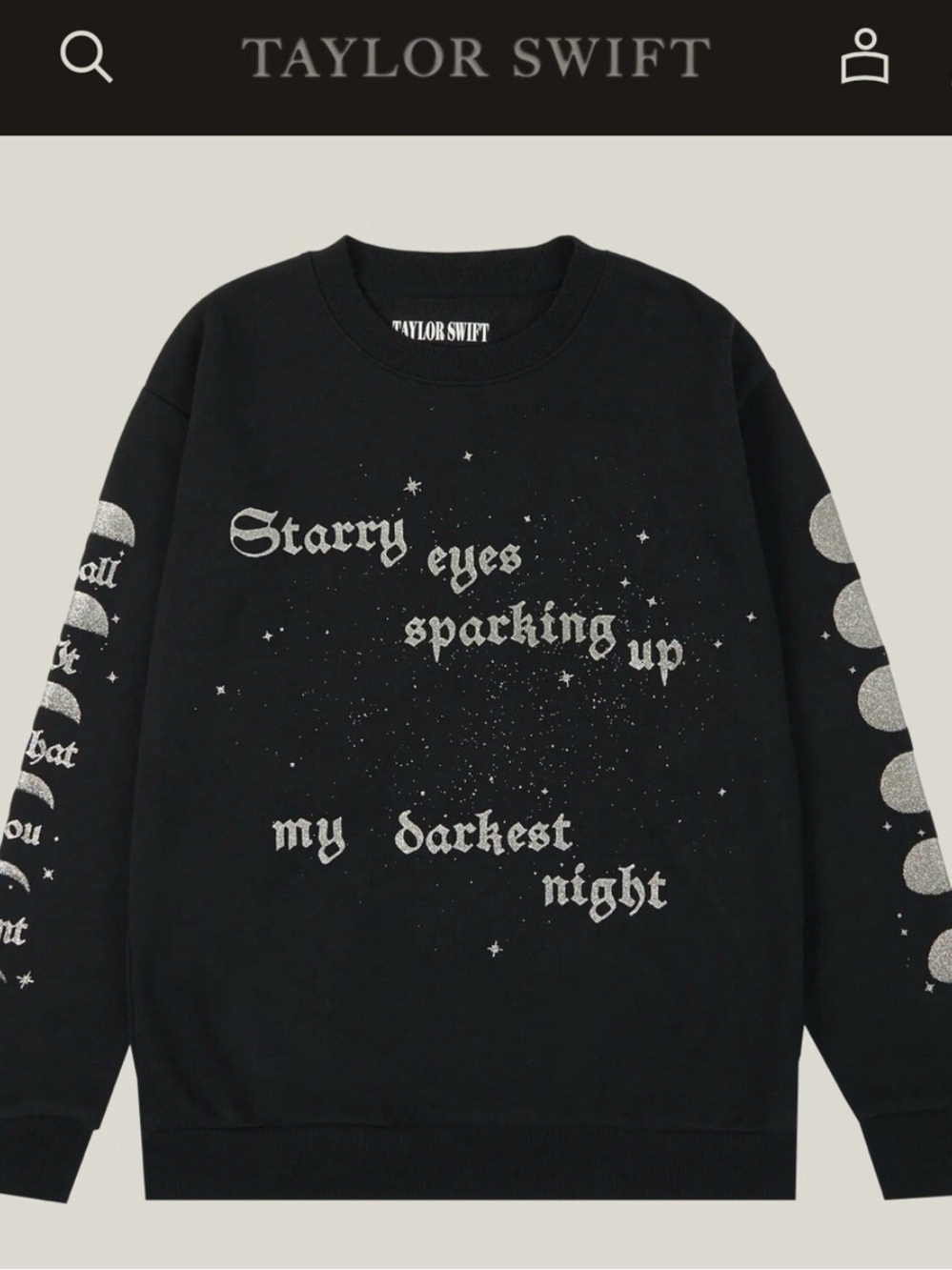 Taylor swift women’s medium pullover sweater starry eyes sparkle moon phase